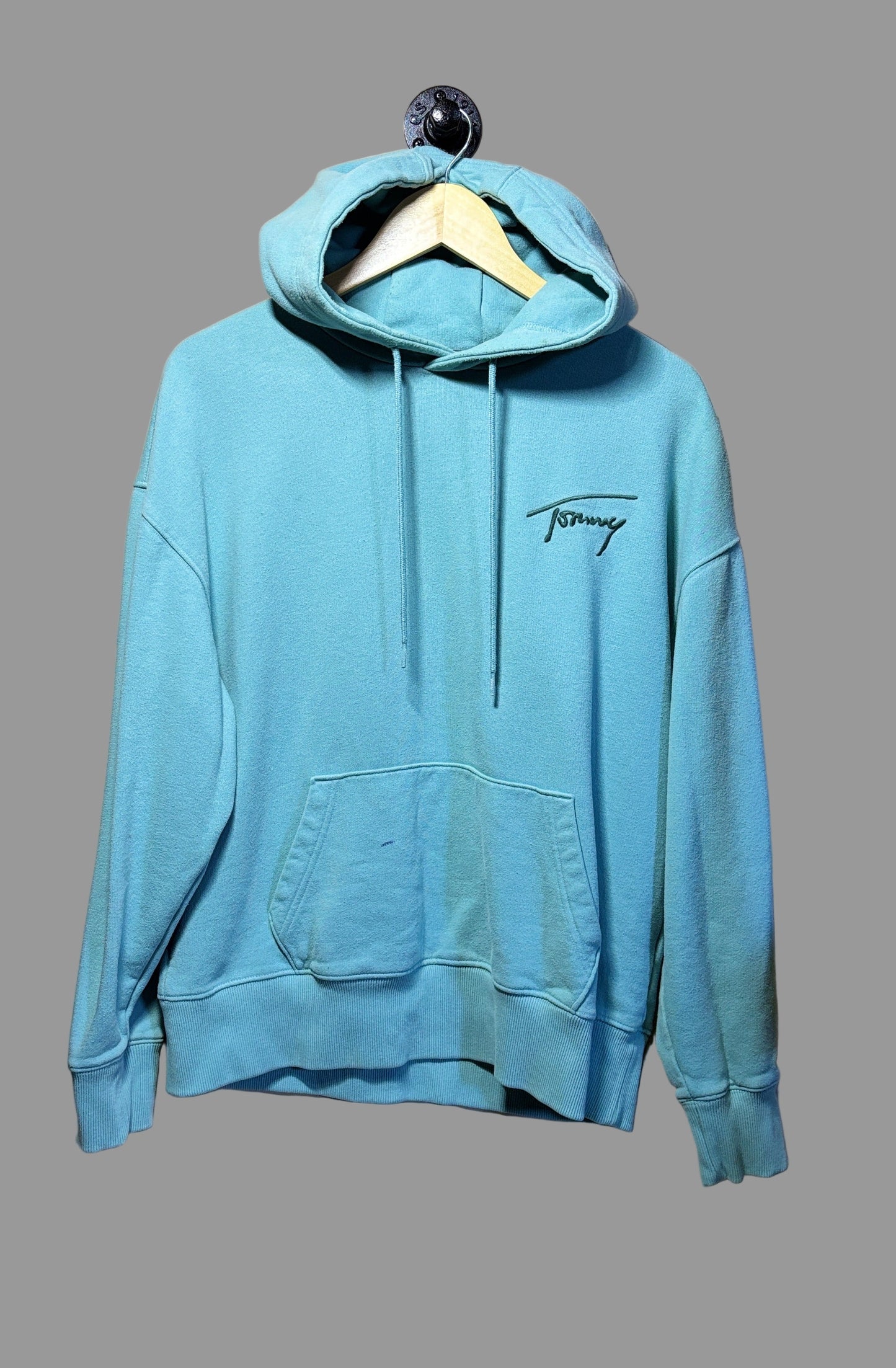 Tommy Hilfiger Signature Logo Relaxed Fit Hoodie 'Crest blue' | Medium