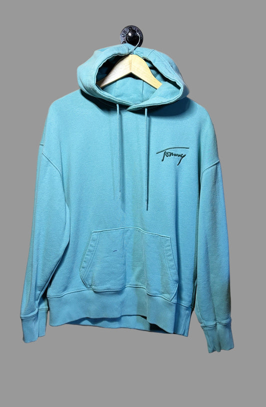Tommy Hilfiger Signature Logo Relaxed Fit Hoodie 'Crest blue' | Medium
