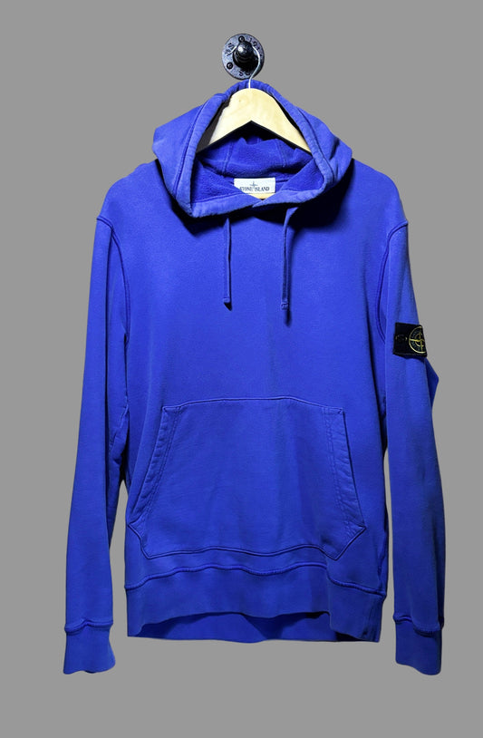 Stone Island Logo Patch Pull Over Hoodie 'Blue' | Large