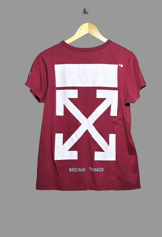 Off-White c/o Virgil Abloh Bordeaux Seeing Things Arrows T-Shirt | X-Small