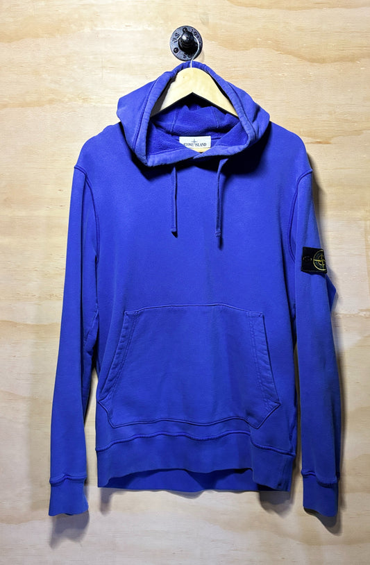 Stone Island Logo Patch Pull Over Hoodie 'Blue' | Large
