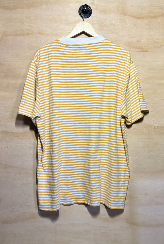 Guess Originals American Tradition T Shirt Embroidered Logo Yellow/White | Large