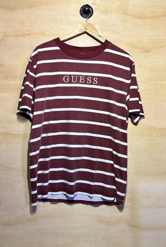 Guess Originals American Tradition T Shirt Embroidered Logo Brown/White | Medium