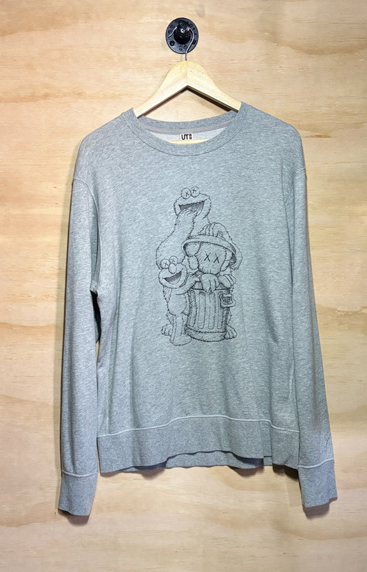 KAWS x Uniqlo x Sesame Street Companion Trash Can Outline Sweatshirt | Medium